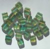 25 9mm Flat Square Two Tone Green and Topaz Sugar Coat